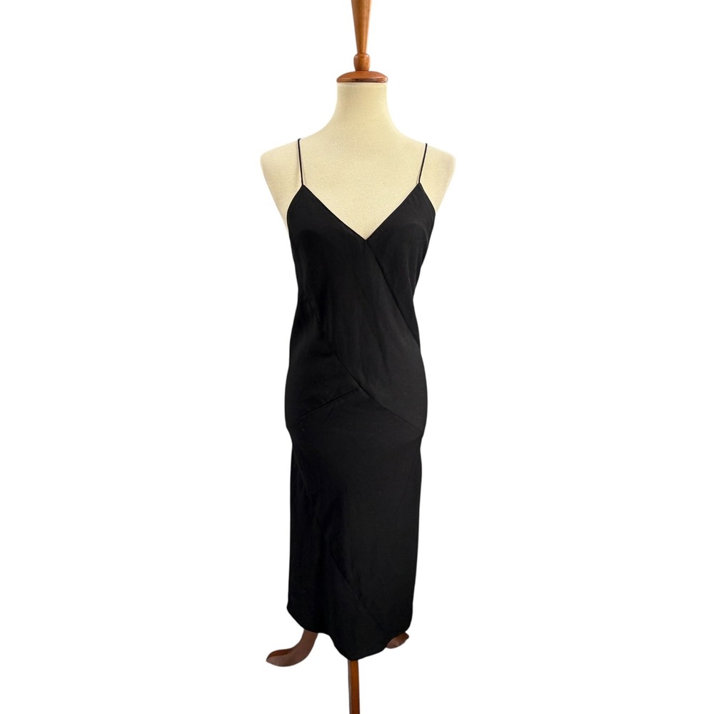 Maurie & Eve Midi Dress Size 4 Black Criss Cross Open Back‎ Cocktail Party